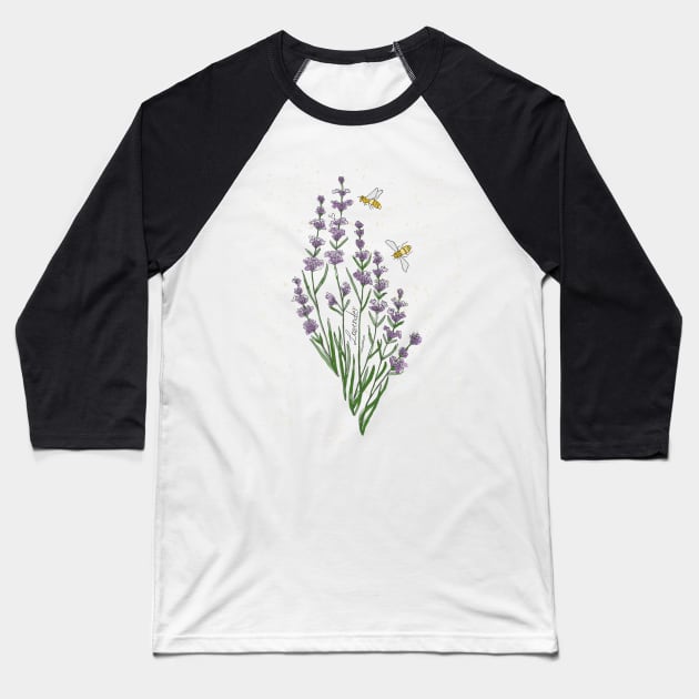 Wildflower Lavender honey bee Baseball T-Shirt by DenesAnnaDesign